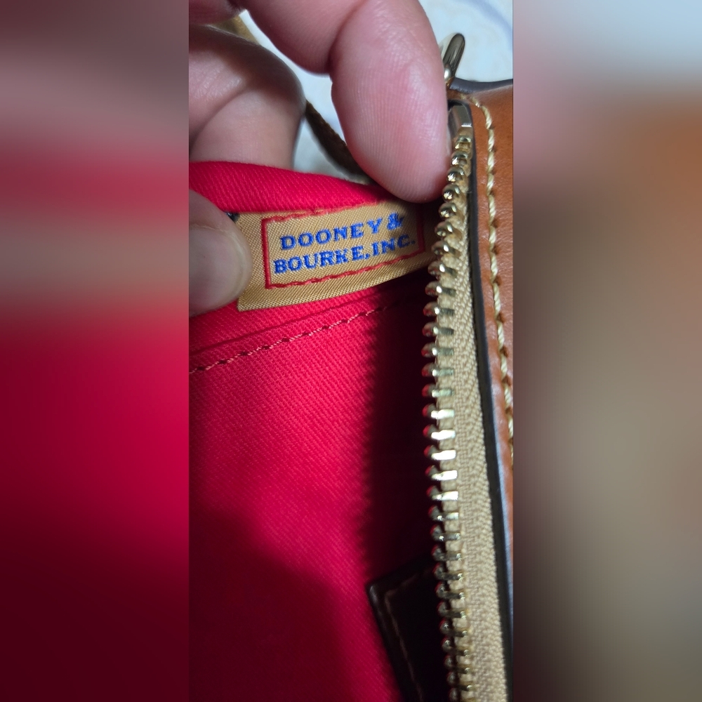 DOONEY & BOURKE  Camel Ostrich-Embossed Crossbody 100% Leather Purse NWOT - Picture 11 of 15